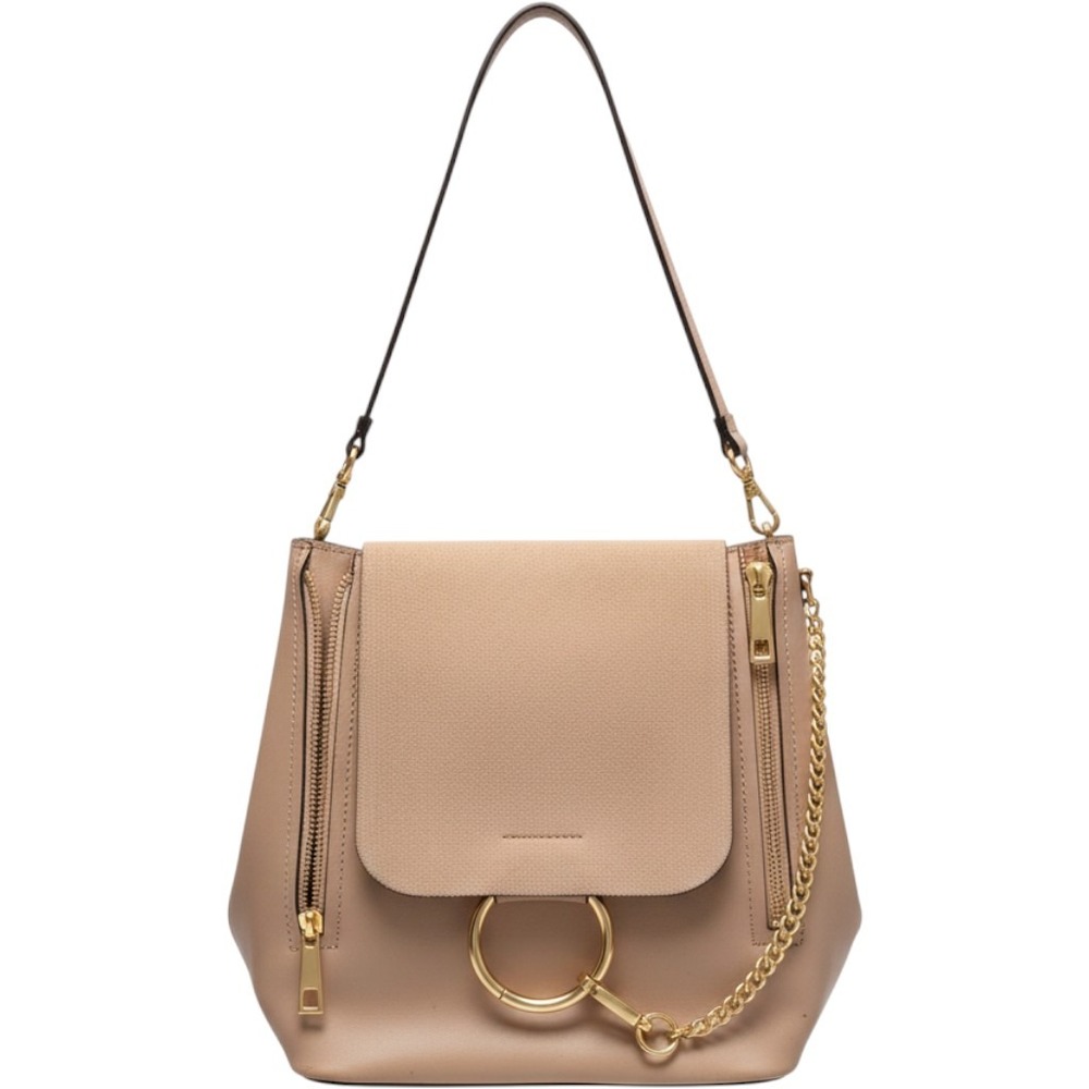 Vera Pelle Made in Italy Leather Suede Convertible Backpack Shoulder Bag Beige